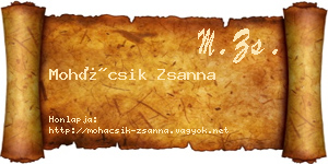 Mohácsik Zsanna névjegykártya